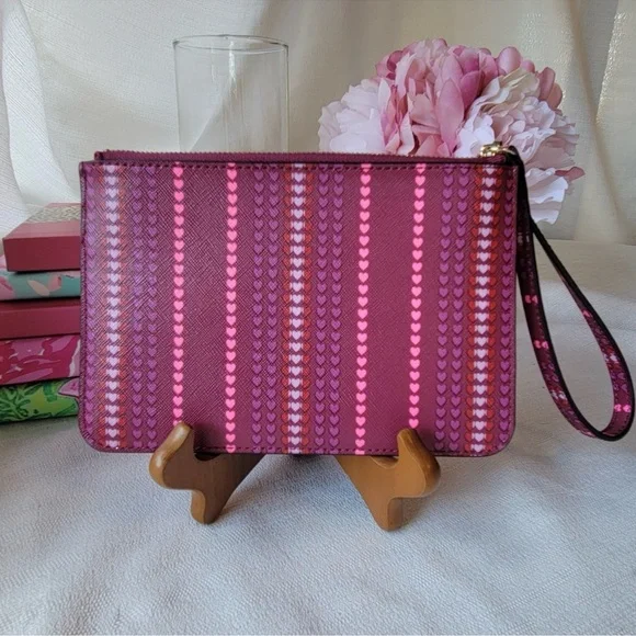 Kate Spade Shore Street Heart Stripe Tinie Wristlet - Picture 2 of 3